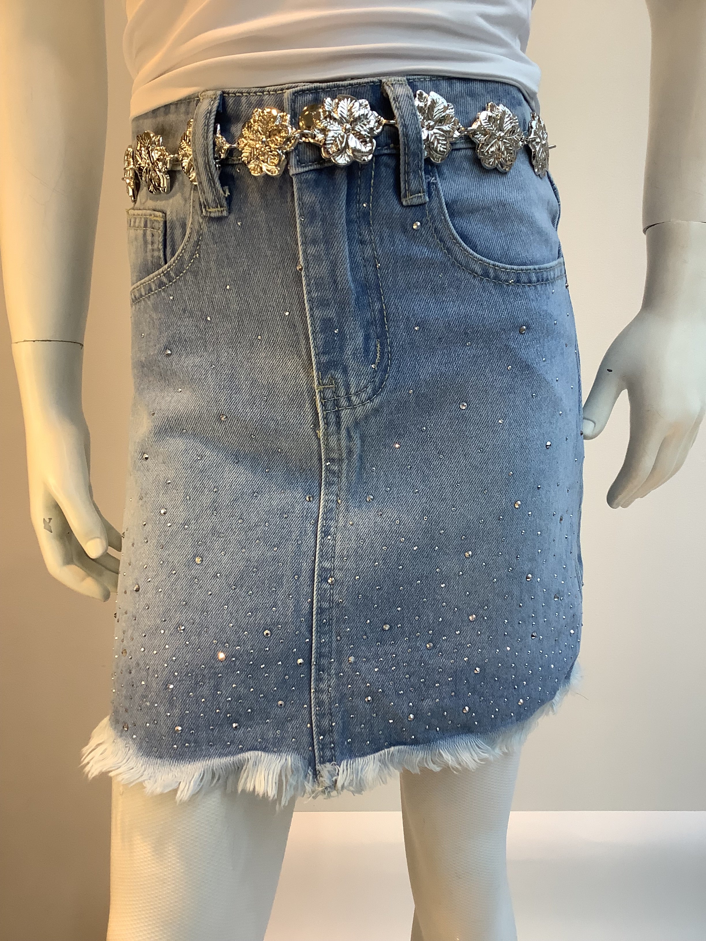 Gonna in Denim con Strass