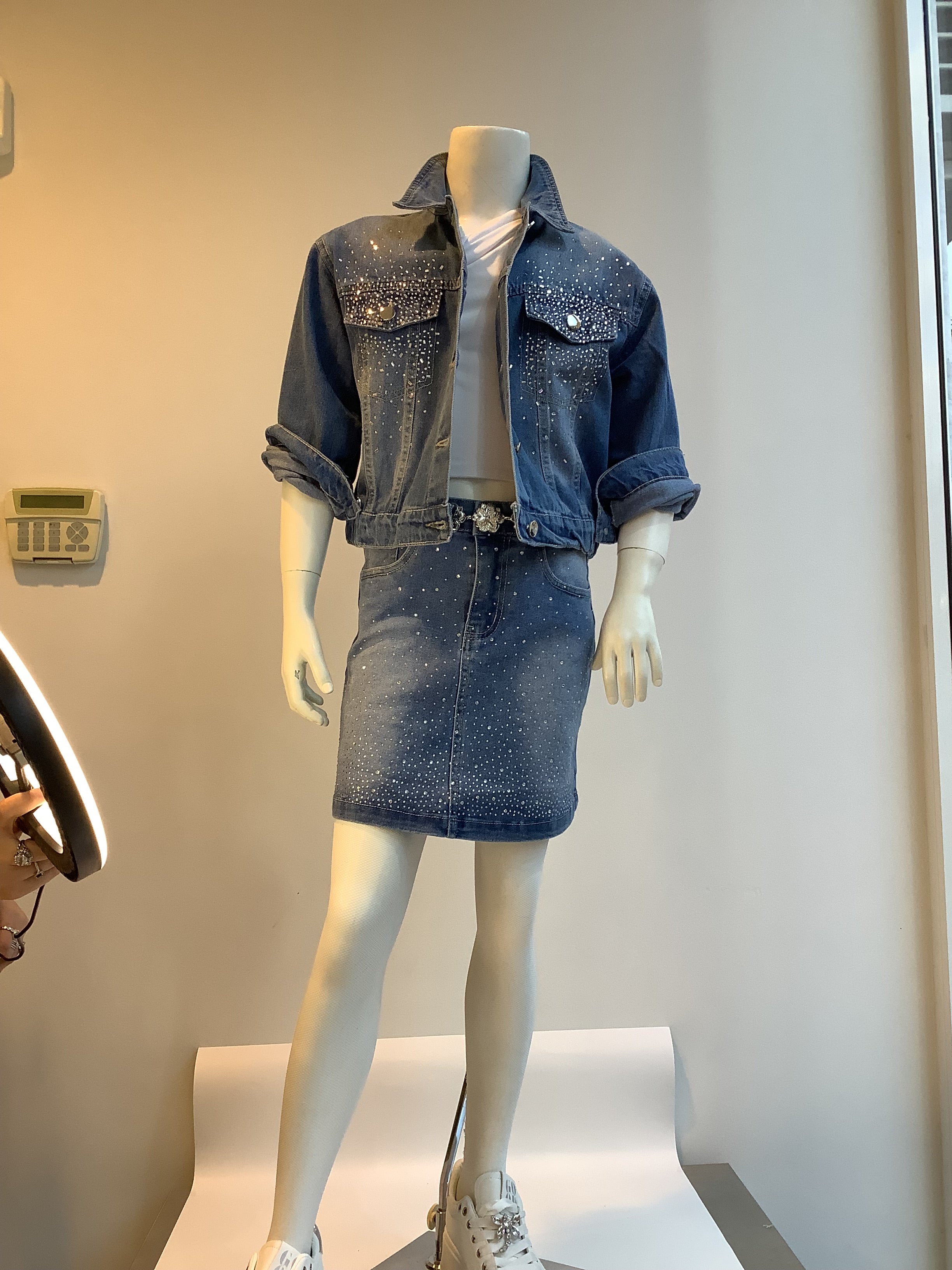 Gonna in Denim con Strass