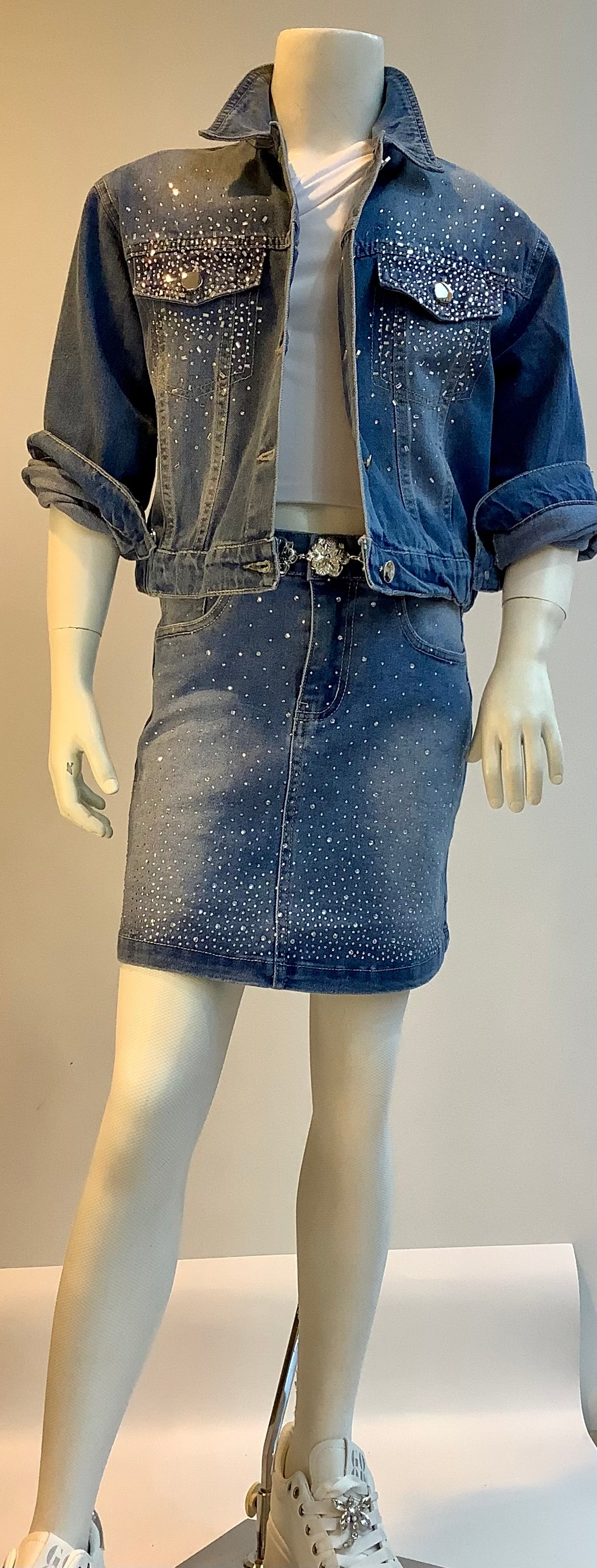 Giacca in Denim con Strass