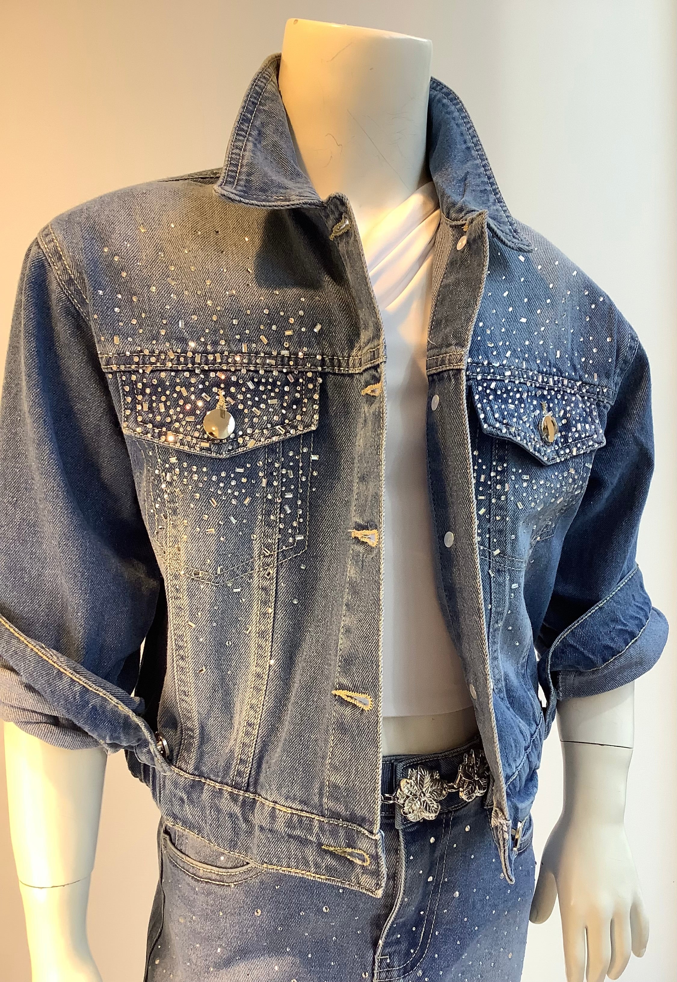 Giacca in Denim con Strass