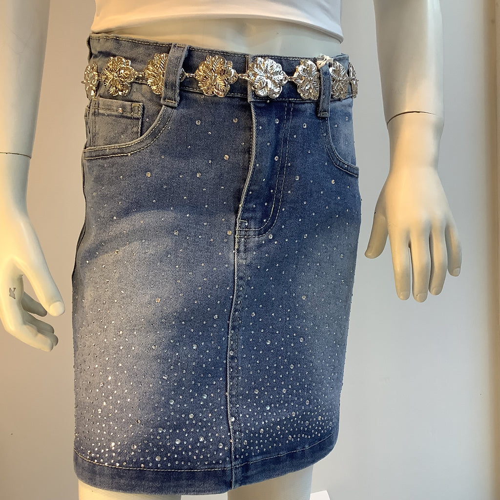 Gonna in Denim con Strass