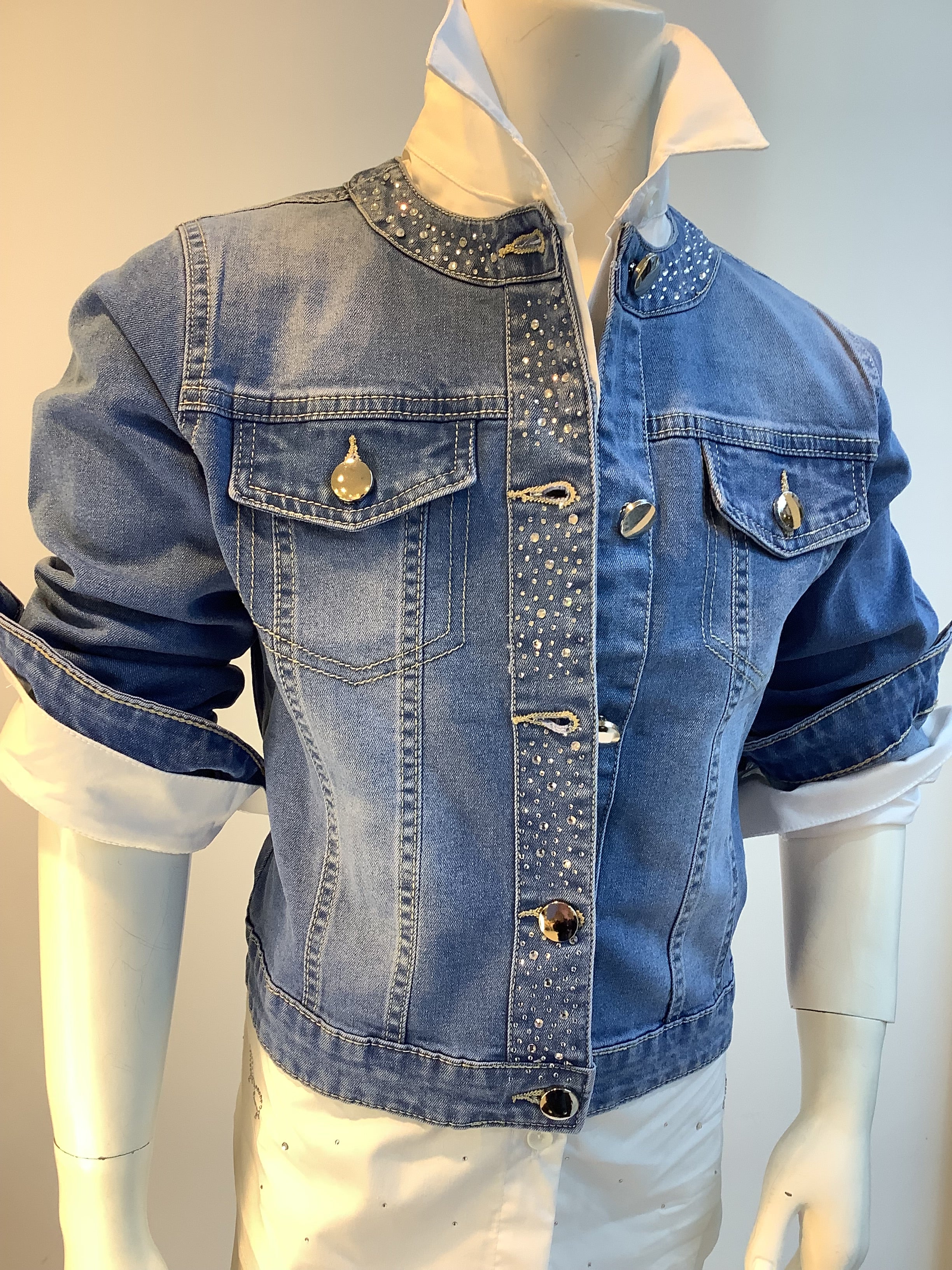 Giacca in Denim con collo coreano
