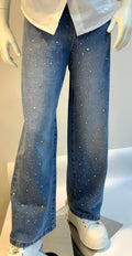 Jeans bambina Wide Leg con Strass