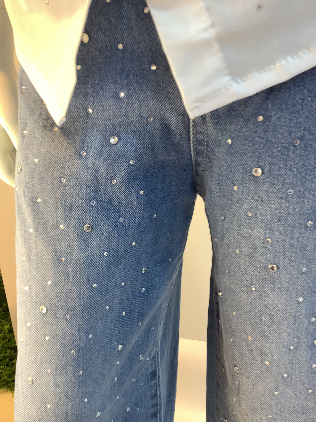 Jeans bambina Wide Leg con Strass