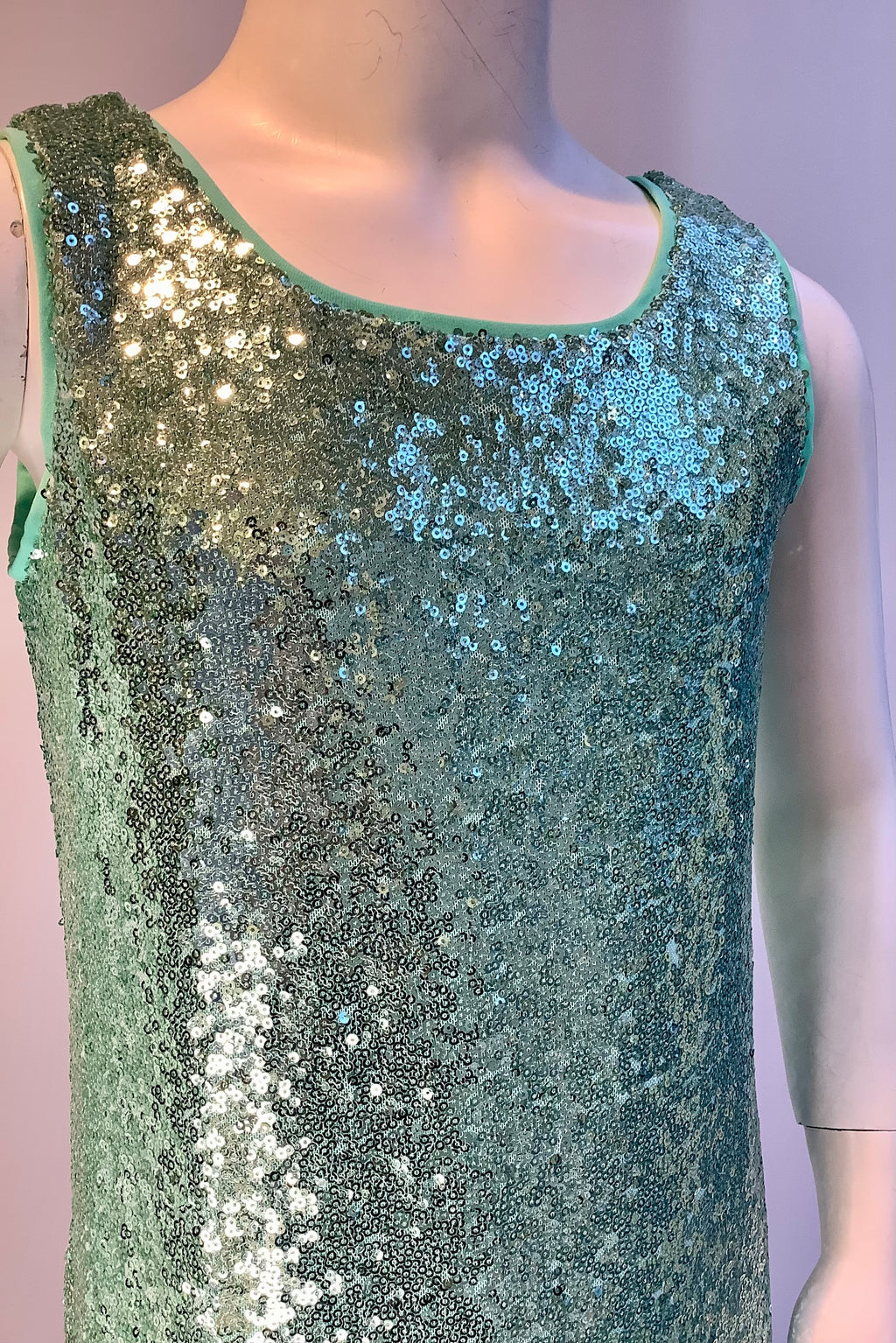 Abito bambina firmato Maison Le Rouches in paillettes verde acqua Tiffany