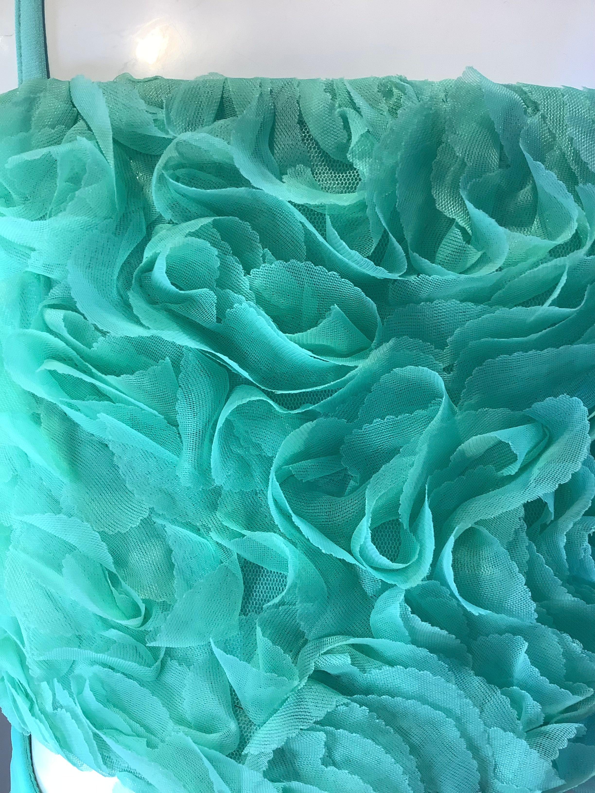 Top bambina verde acqua effetto Tiffany con ruches.