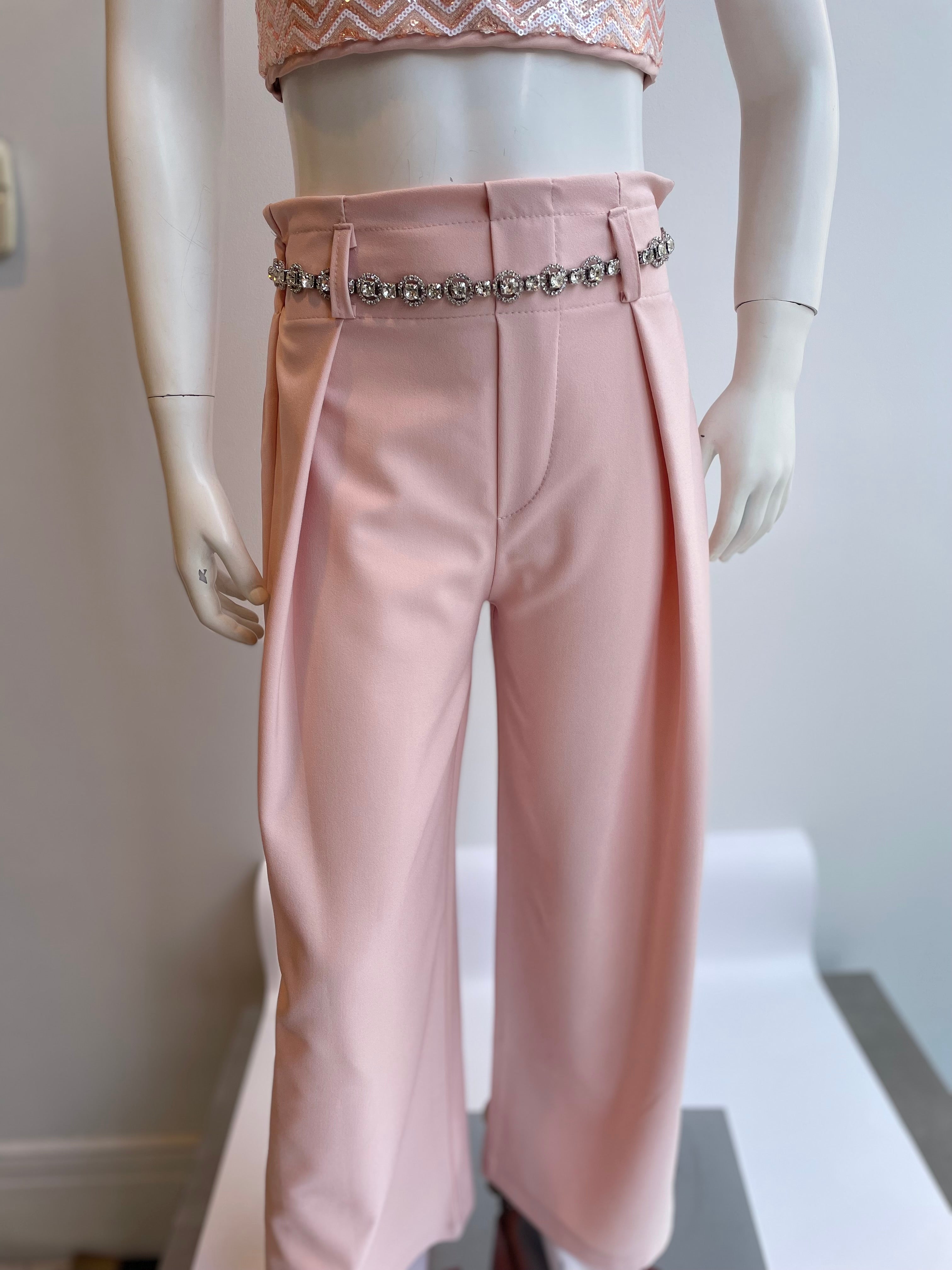 Pantalone elegante rosa cipria -Made in Italy