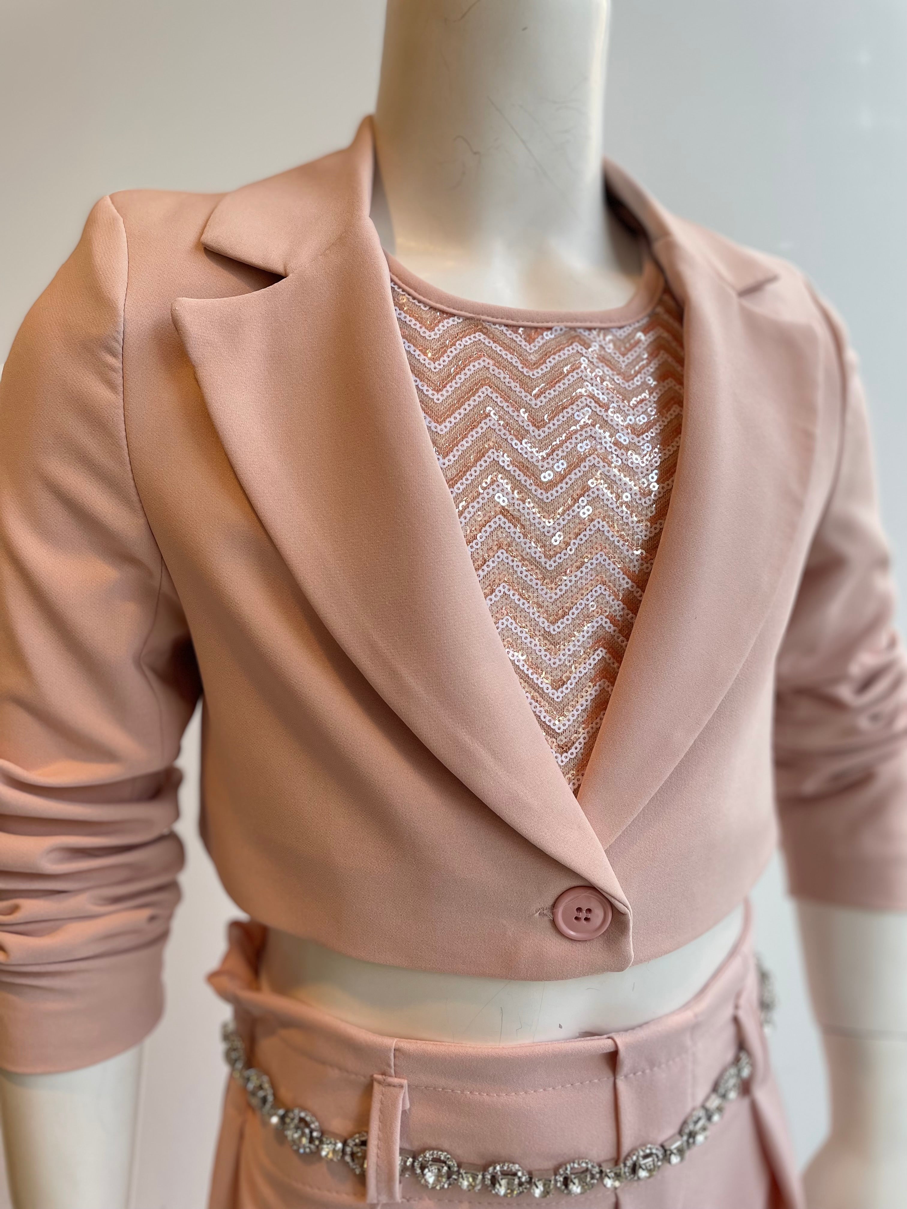 Giacca elegante bambina rosa cipria - Made in Italy