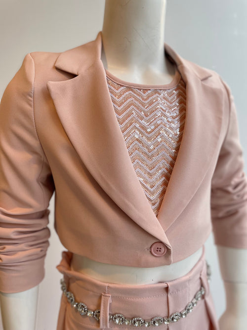 Giacca elegante bambina rosa cipria - Made in Italy