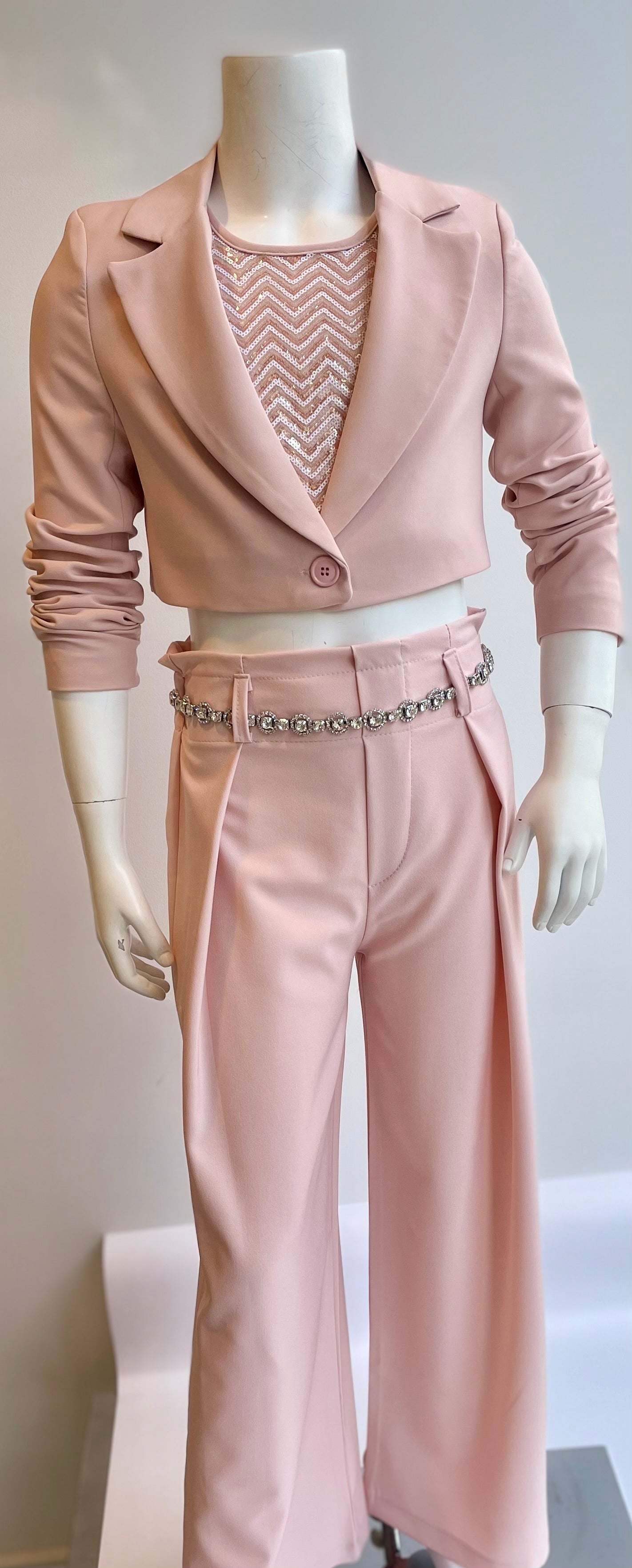 Pantalone elegante rosa cipria -Made in Italy