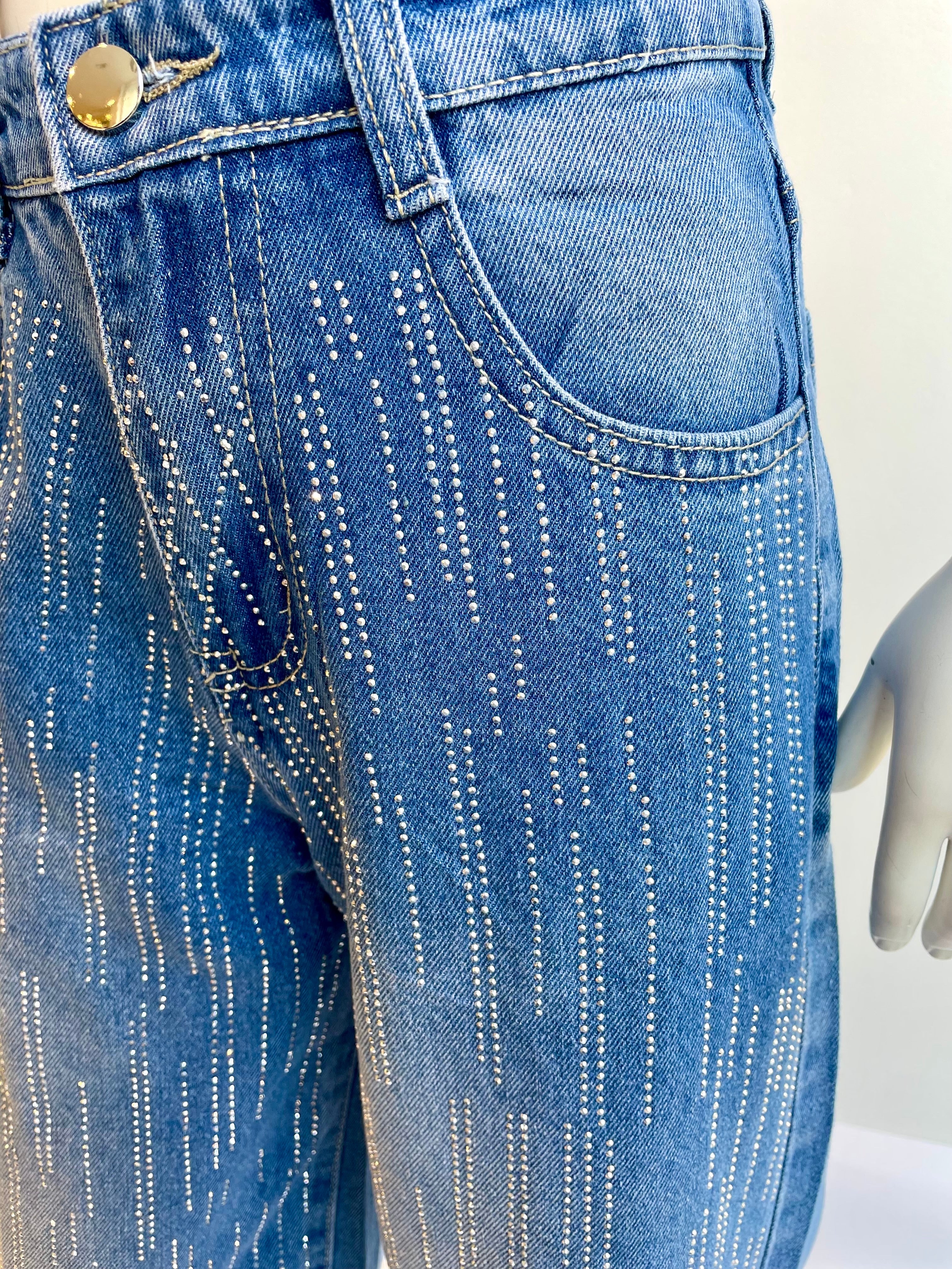 Jeans bambina con strass
