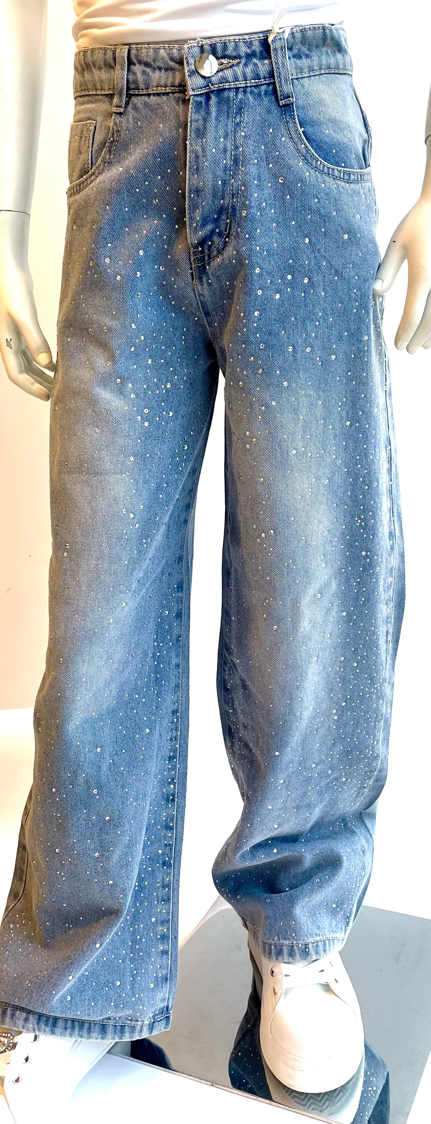 Jeans bambina con strass